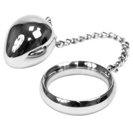 METAL HARD - COCK RING 45MM + CHAIN WITH METAL BALL 2